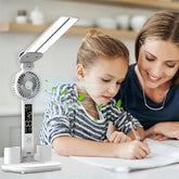 Foldable LED Table Light Eye Protection Multifunction Desk Lamp With Thermometer Calendar Fan Pen Holder Study Reading Fan Light TRENDFLOW
