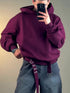 Burgundy Oversize Hoodie With Side Belt TRENDFLOW