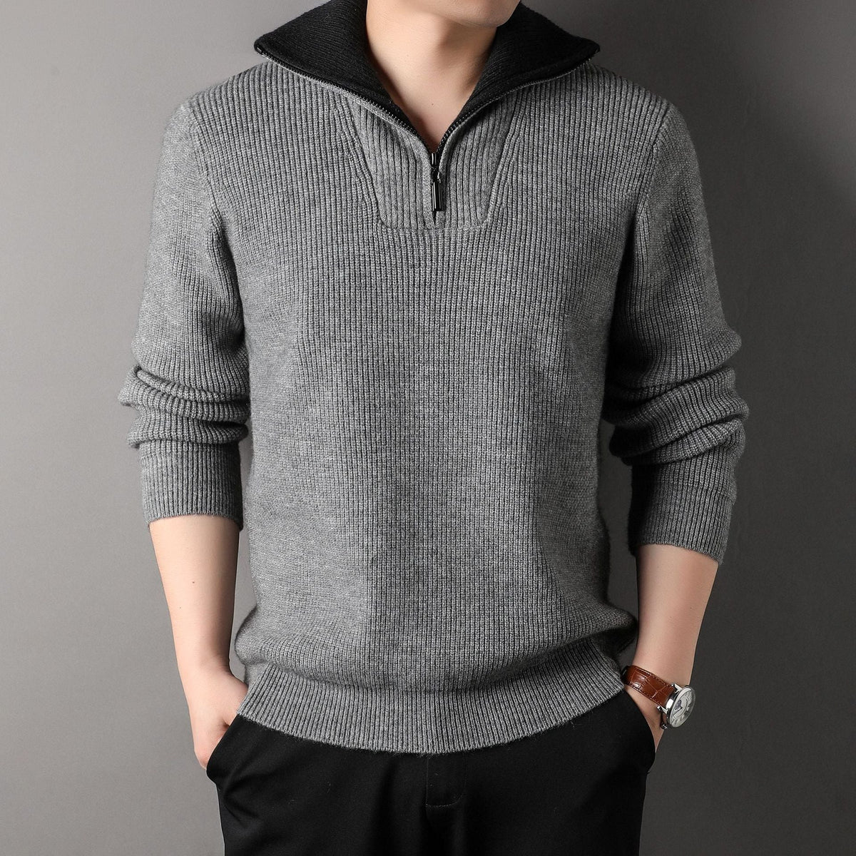 Twisted Jacquard Lapel Sweater Cardigan Men TRENDFLOW
