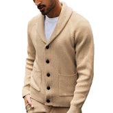 Casual Long-sleeve Sweater With A Turn-down Collar And Pockets TRENDFLOW