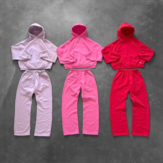 Solid-color Loose-fitting High-street Trendy Personalized Sweatshirt And Pants For Couples TRENDFLOW