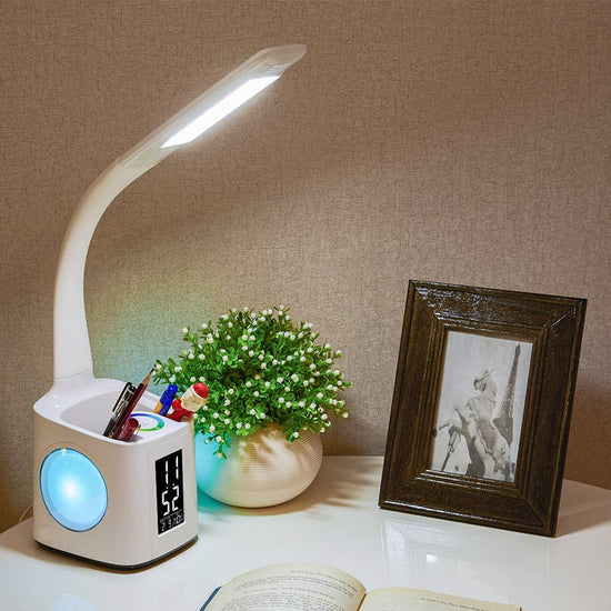 Study LED Desk Lamp USB Charging Port&Screen&Calendar&Colors Night Light Kids Dimmable Table Lamp With Pen Hold TRENDFLOW