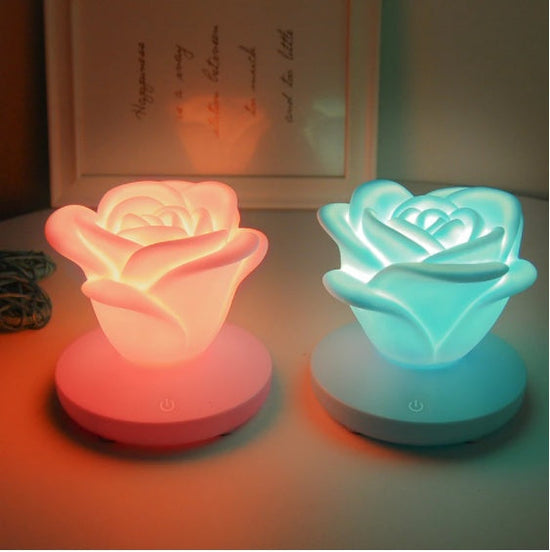 4 Colors Romantic Rose-shape Three Lighting Level Dimming Touch Night Light Valentine&