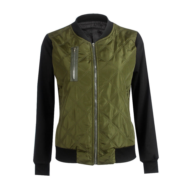 Hot sale autumn and winter new solid color fashion zipped cotton jacket women jacket TRENDFLOW
