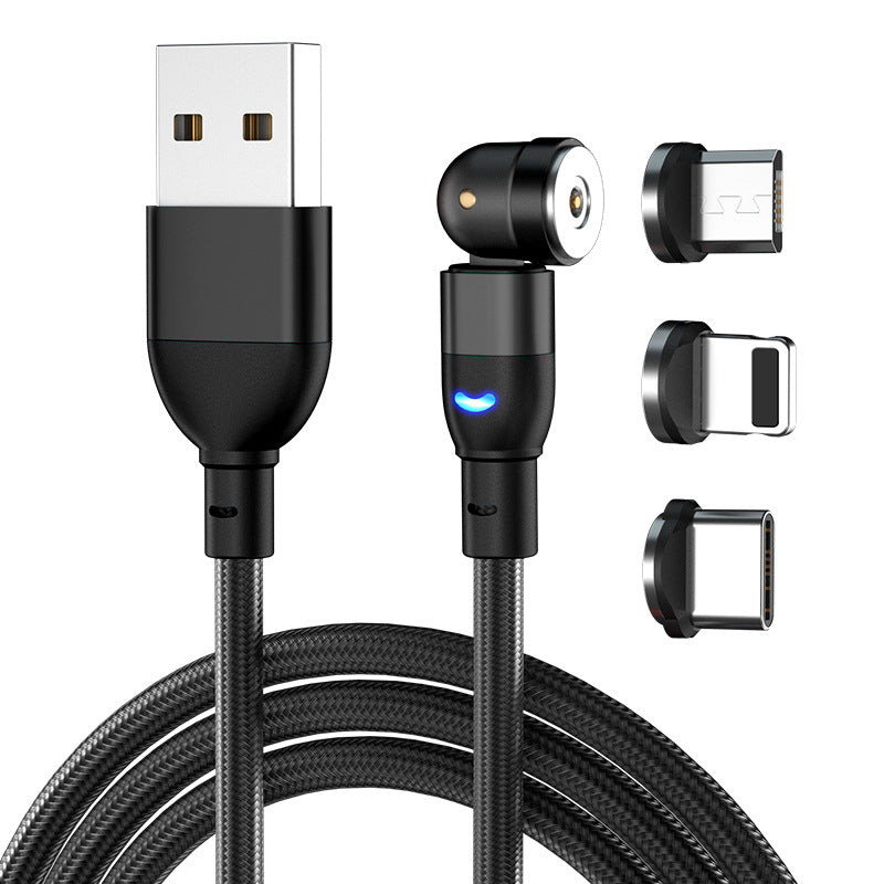 Data Cable 540 Degree Blind Suction Round Magnetic Charging Cable Three-in-one Bent Magnetic Cable TRENDFLOW