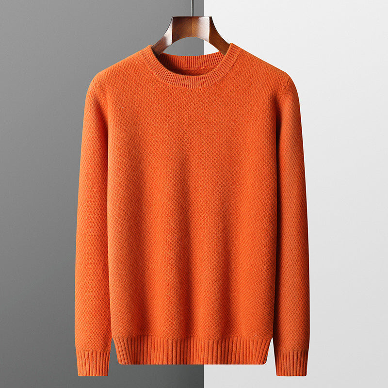Round-neck Pullover Jacquard Solid-color Knit Base Sweater TRENDFLOW