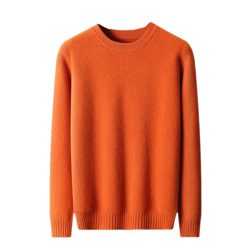 Round-neck Pullover Jacquard Solid-color Knit Base Sweater TRENDFLOW