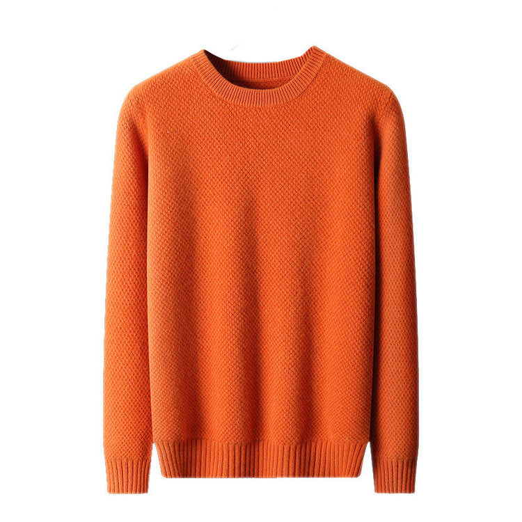 Round-neck Pullover Jacquard Solid-color Knit Base Sweater TRENDFLOW