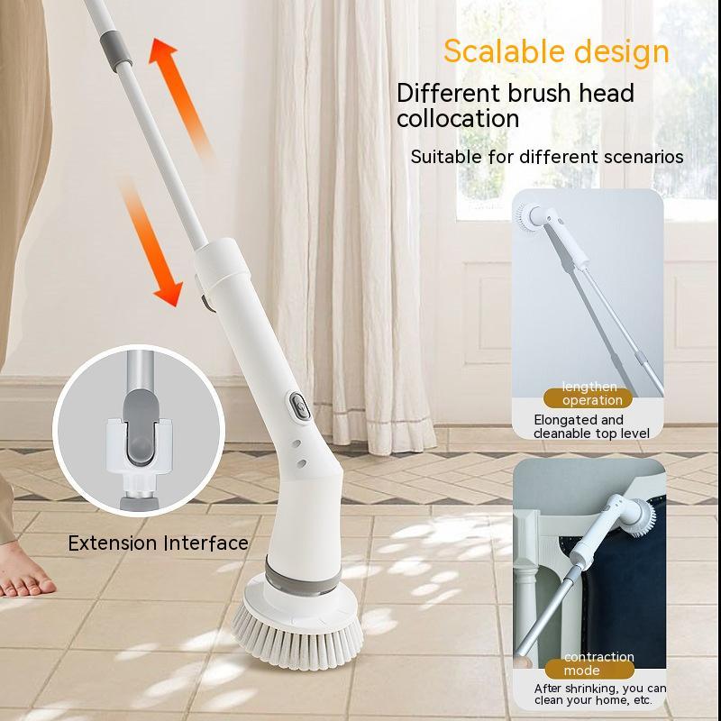 Electric Scrubber Cleaning Wall Long Handle Elbow Telescopic Multifunction Cleaning Brush TRENDFLOW