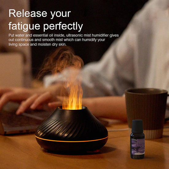 Drop Shipping RGB 130ML Flame Humidifier Diffuser Aroma Essential Oil Fire Flame Aroma Diffuser TRENDFLOW