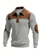 Notched-collar Patchwork Knit Top With Embroidered Zipper Hoodie TRENDFLOW
