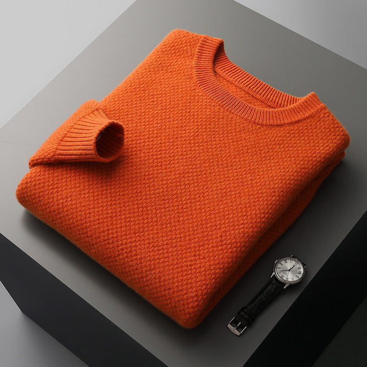 Round-neck Pullover Jacquard Solid-color Knit Base Sweater TRENDFLOW