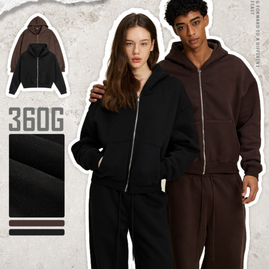 Solid Color Loose Fit Casual Hooded Men&
