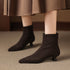 Cowhide Suede Pointed-toe Ankle Boots For Women TRENDFLOW