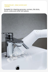 Electric Scrubber Cleaning Wall Long Handle Elbow Telescopic Multifunction Cleaning Brush TRENDFLOW