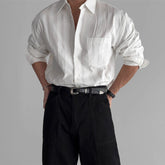 New High-end Textured Wide Solid Color Thin Pocket Long Sleeve Shirt TRENDFLOW