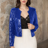 Crew-neck Long-sleeve Solid-color Cardigan Casual Sequin Jacket TRENDFLOW