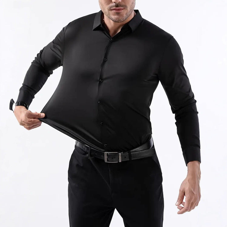 Seamless, Highly Elastic, Long-Sleeve, Wrinkle-Resistant Plus-Size Shirt For Men TRENDFLOW