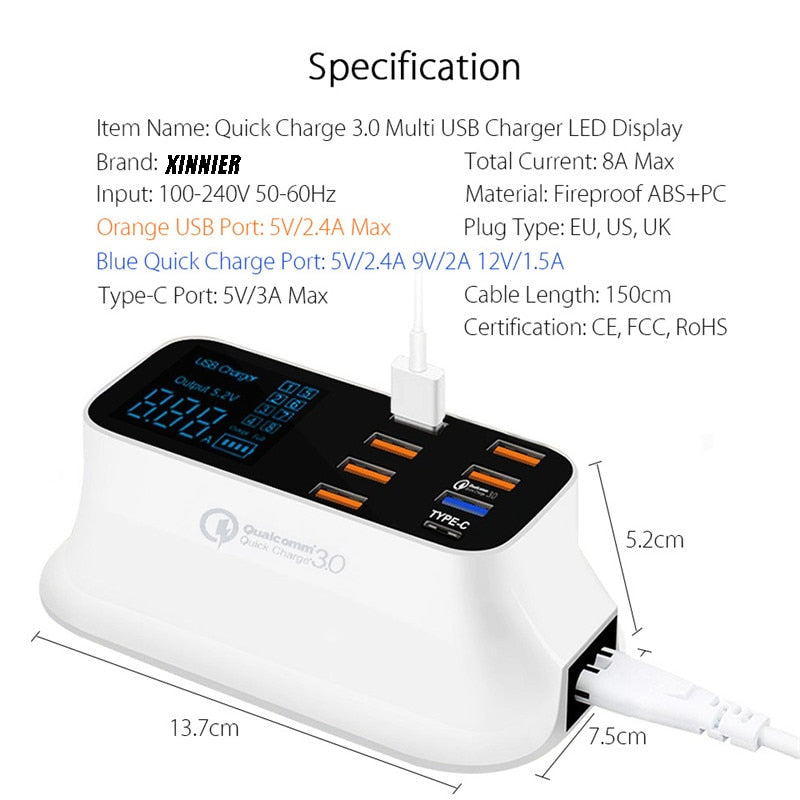 Quick Charge 3.0 Ordinary Smart USB Charger Station TRENDFLOW