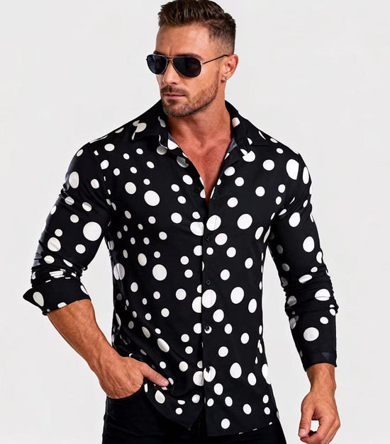 New Polka Dot Print Casual And Versatile Long-sleeved Shirt For Men TRENDFLOW