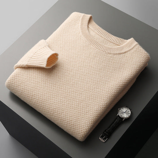 Round-neck Pullover Jacquard Solid-color Knit Base Sweater TRENDFLOW