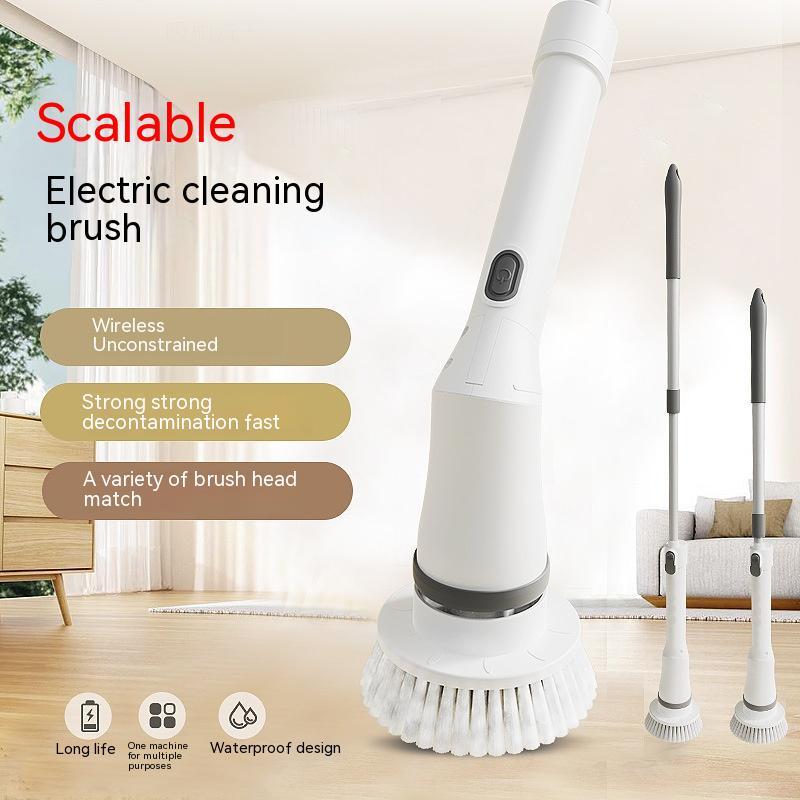 Electric Scrubber Cleaning Wall Long Handle Elbow Telescopic Multifunction Cleaning Brush TRENDFLOW