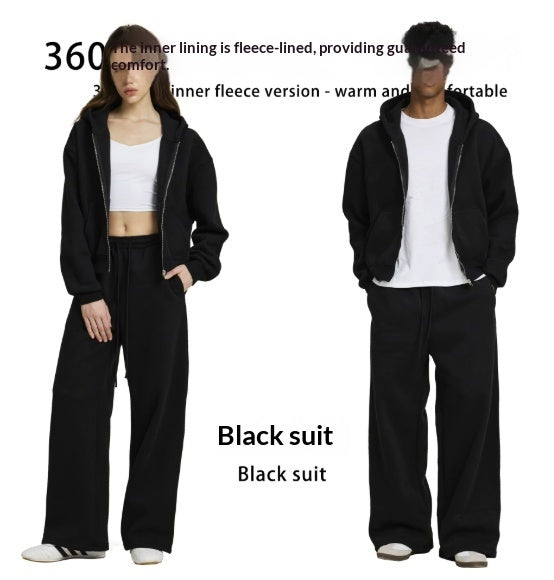 Solid Color Loose Fit Casual Hooded Men&