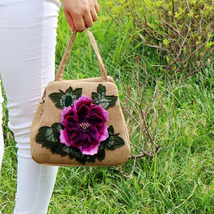 Ethnic-style Embroidered Floral Bag, Canvas Casual Bag, Handbag TRENDFLOW