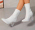 New Winter Fashion Minimalist Chunky-heeled Knitted Suede Ankle Boots With Pointed Toes For Women TRENDFLOW