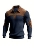 Notched-collar Patchwork Knit Top With Embroidered Zipper Hoodie TRENDFLOW