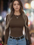 Ladies Solid Color Slim Bottoming Shirt TRENDFLOW