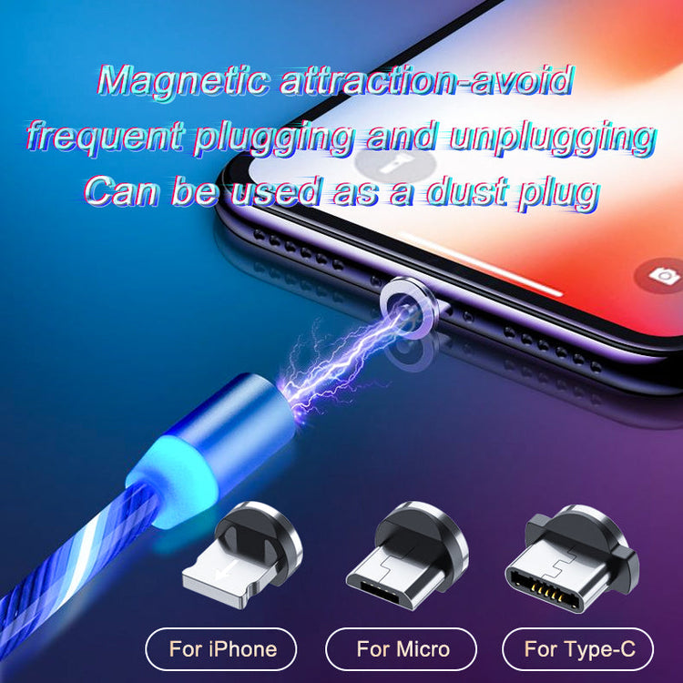 Magnetic Charging Cable Streamer Fast Charging Cable Lighting Micro USB Cable LED Magnet Charger Type-C Cable TRENDFLOW
