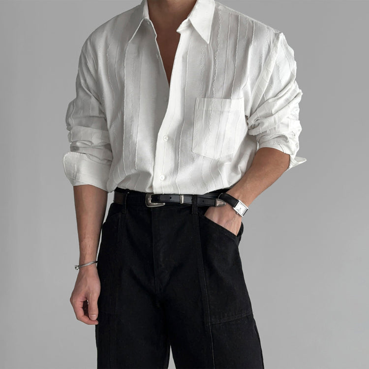 New High-end Textured Wide Solid Color Thin Pocket Long Sleeve Shirt TRENDFLOW