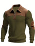 Notched-collar Patchwork Knit Top With Embroidered Zipper Hoodie TRENDFLOW