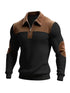 Notched-collar Patchwork Knit Top With Embroidered Zipper Hoodie TRENDFLOW