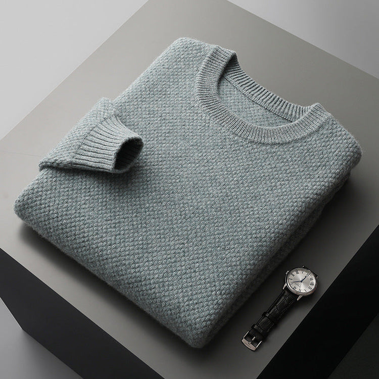 Round-neck Pullover Jacquard Solid-color Knit Base Sweater TRENDFLOW