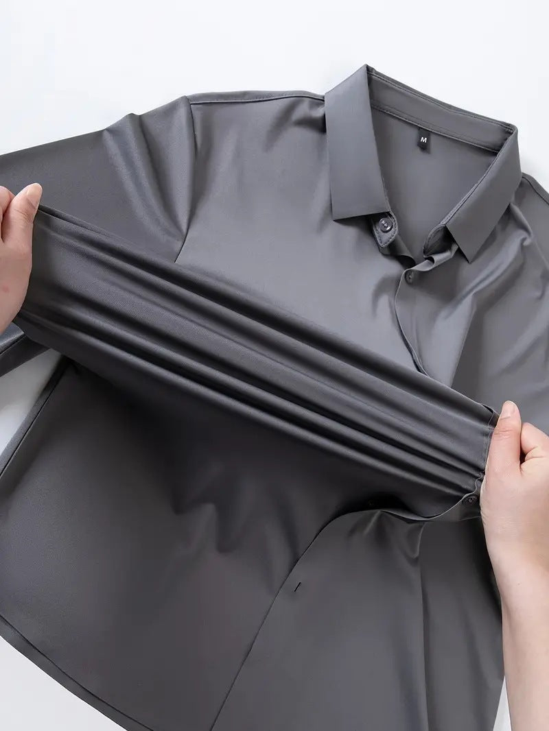 Seamless, Highly Elastic, Long-Sleeve, Wrinkle-Resistant Plus-Size Shirt For Men TRENDFLOW