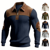 Notched-collar Patchwork Knit Top With Embroidered Zipper Hoodie TRENDFLOW