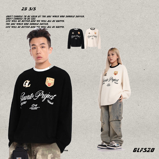 Niche Color-Block Waffle-Knit Men&