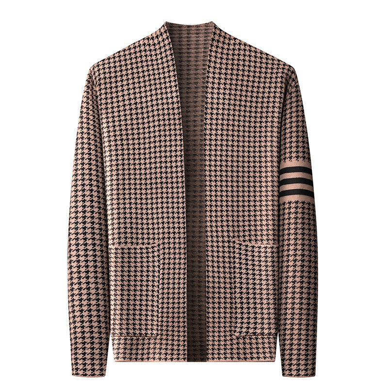 Knitted Cardigan Jacket Semi-scoop Neck Sweater TRENDFLOW