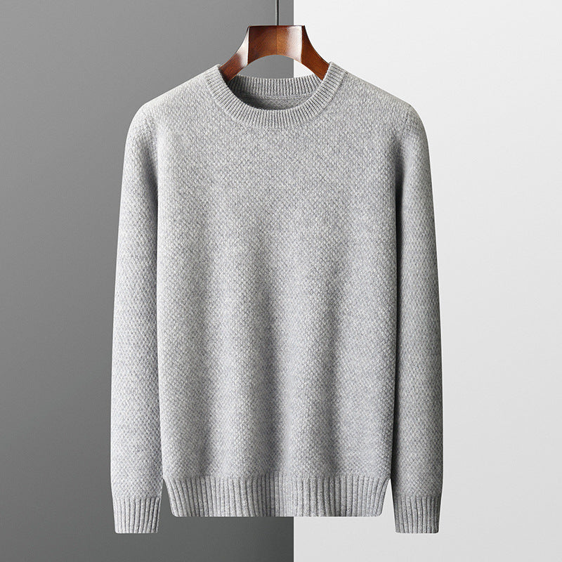 Round-neck Pullover Jacquard Solid-color Knit Base Sweater TRENDFLOW