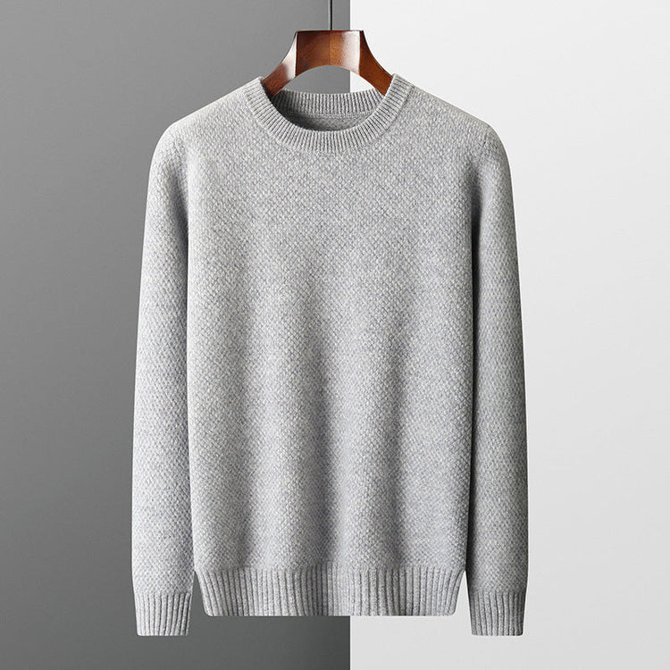 Round-neck Pullover Jacquard Solid-color Knit Base Sweater TRENDFLOW