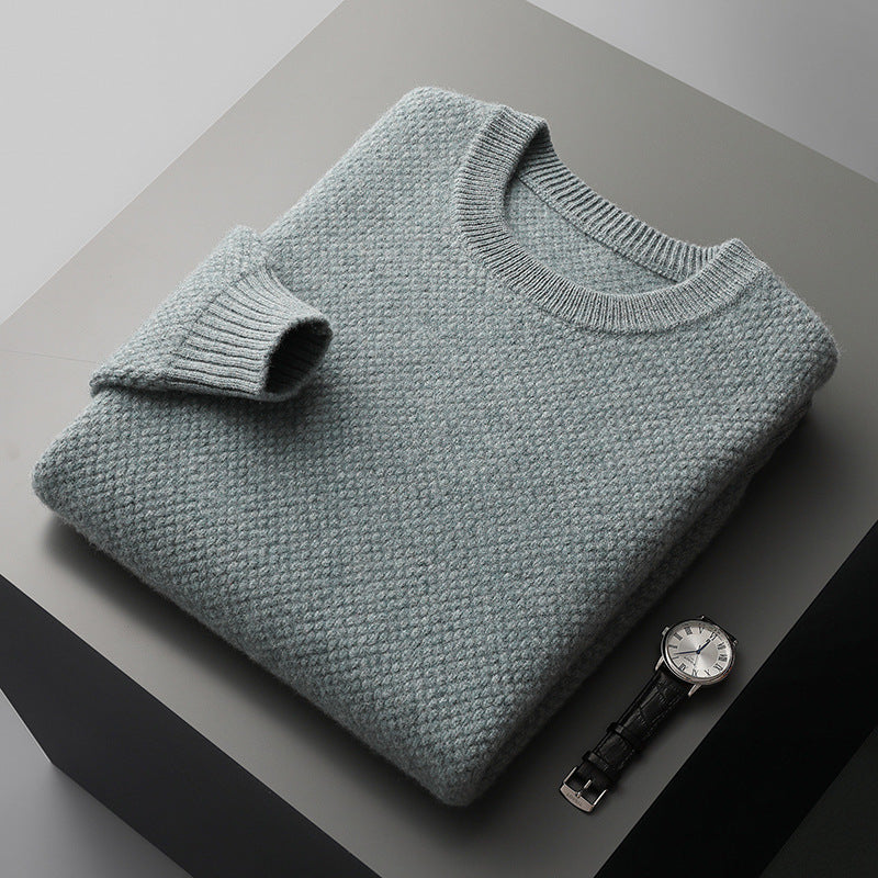 Round-neck Pullover Jacquard Solid-color Knit Base Sweater TRENDFLOW