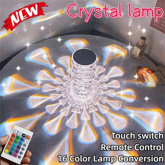 Crystal Table Lamp Rechargeable Diamond Night Light With Teardrop Shape Bedside LED Lights Lamp 3 And 16Color Touch Lamp For Home Bedroom Decor TRENDFLOW