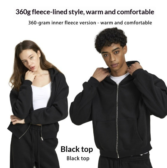 Solid Color Loose Fit Casual Hooded Men&