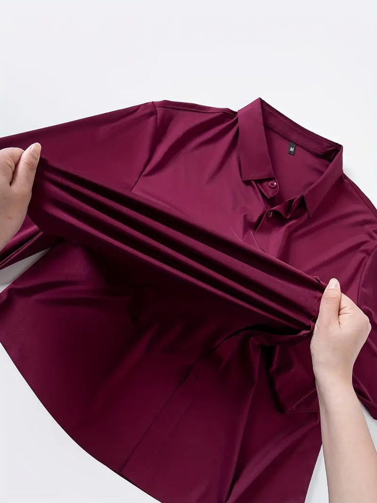 Seamless, Highly Elastic, Long-Sleeve, Wrinkle-Resistant Plus-Size Shirt For Men TRENDFLOW