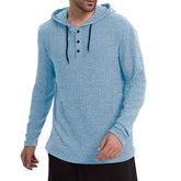 Long-sleeve Casual Pullover Hoodie With Drawstring And Buttons TRENDFLOW