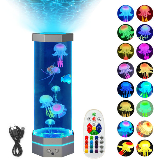Jellyfish Lava Lamp 17 Colors Changing 15inch Jellyfish Lamp With Remote Control USB Plug-in Bubble Fish Lamp Kids Night Light Creative Projector Lamp Home Decor TRENDFLOW