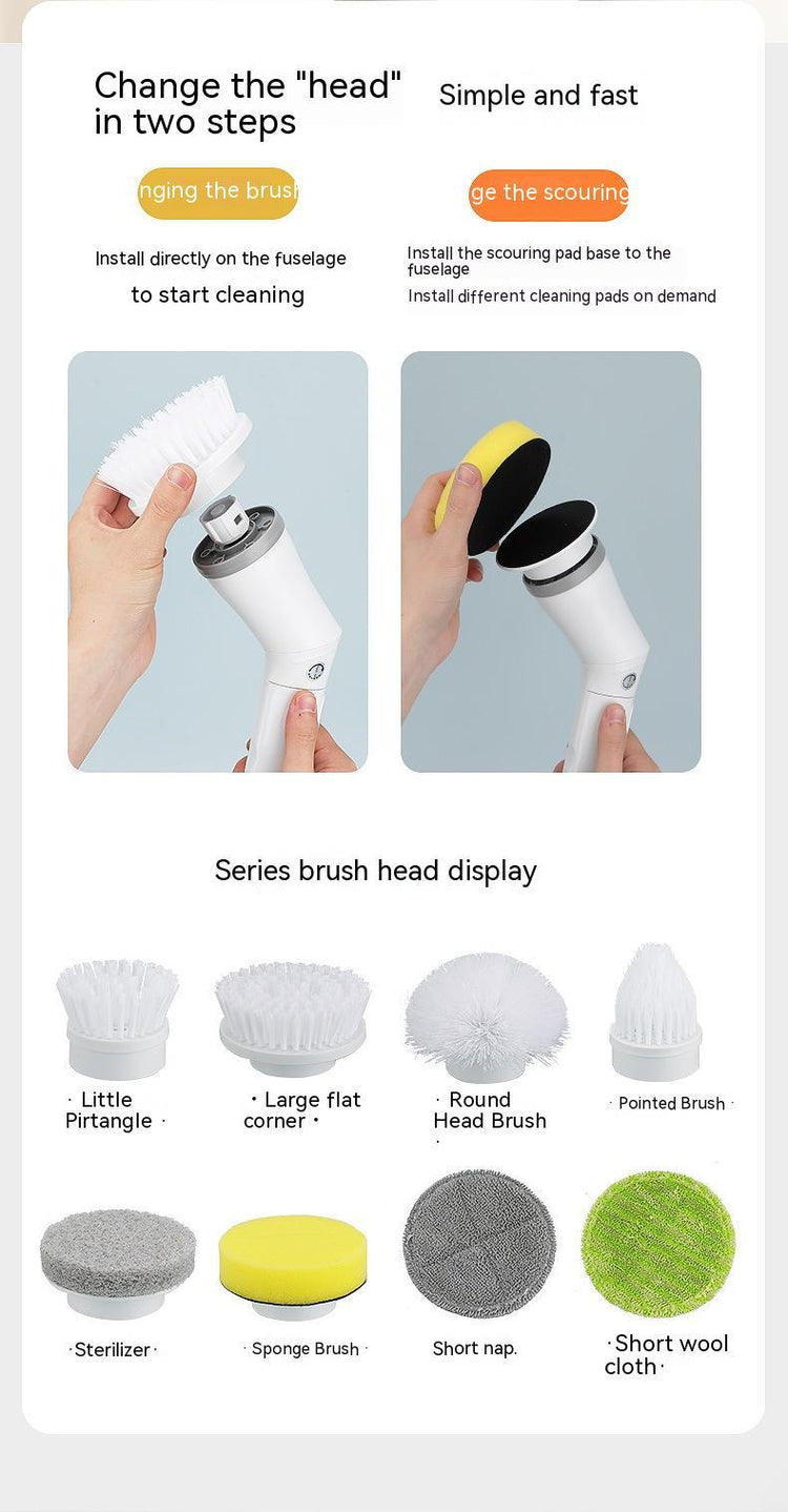 Electric Scrubber Cleaning Wall Long Handle Elbow Telescopic Multifunction Cleaning Brush TRENDFLOW
