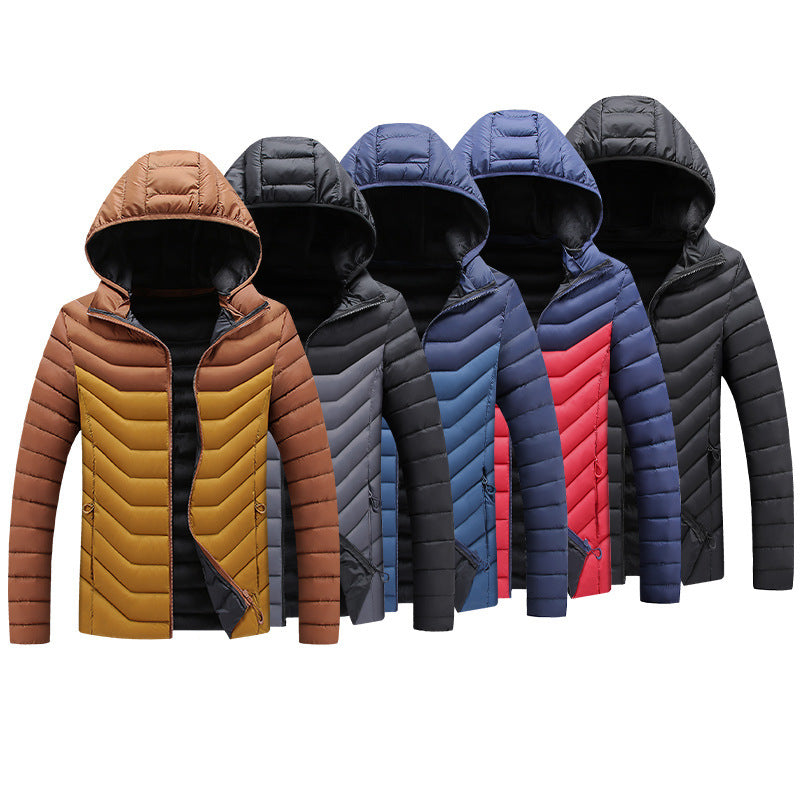 Hooded Padded Winter Jacket Slim Fit Imitation Down Padded Jacket Thick Mens Autumn And Winter TRENDFLOW
